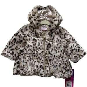 Pistachio Kids Animal Print Faux Fur Coat NWT
